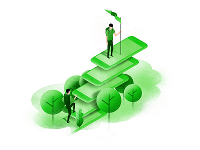 Ilustration for IT company 2 grain green illustration iphone iso isometry it rise ui