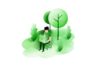 Ilustration for IT company 3 forest green illustration iso isometric tree ui illustration