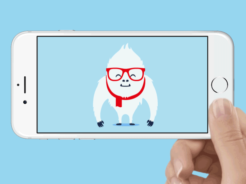 Yetti in office animation app character gif phone shake