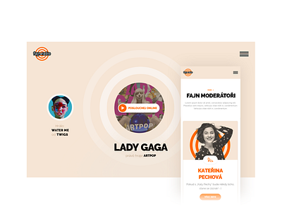 Website Design: Fajn Radio header mobile music play radio ui ux web
