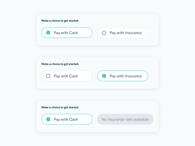 Healthcare Payment Selectors - Radial + Disabled