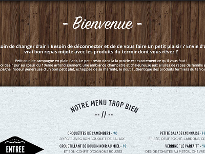 Le petit resto dans la prairie - Homepage 2 ui ux webdesign