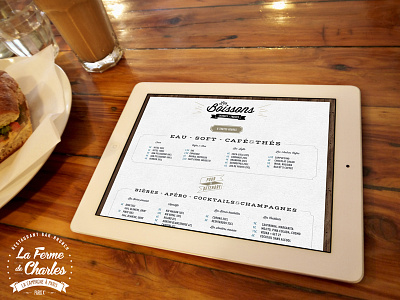 Brunch Menu - La Ferme de Charles ipad list menu mockup