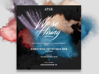 APAR.tv // We're Hiring ! apar.tv art director hiring job women