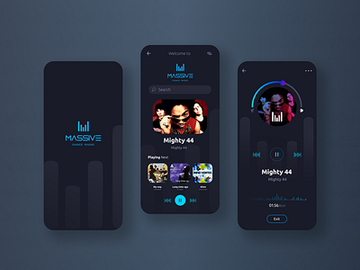 Mobile App concept for online radio Massive in "Melbourne" mobile app online radio ui