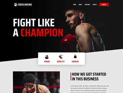 Webpage UI Design for Creed Boxing Gym design elementor figma ui