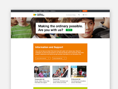 Ambitious About Autism - Homepage autism non profit ui ux webdesign website website design