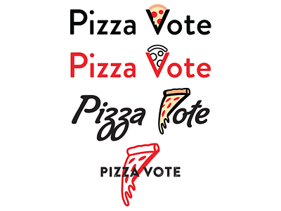 Pizza Vote black flat icons pizza red type