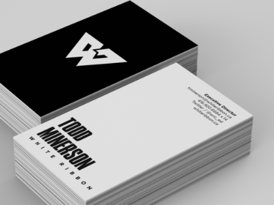 White Ribbon blackwhite branding business cards graphic design identity logo toronto