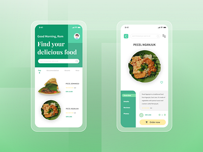 Food App app breakfast design east java figma food app green mobile ui pecel semanggi ui user interface vegan vegetable