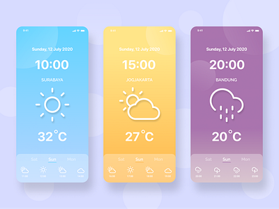 Weather App app artist blue design figma icon mobile app mobile ui purple ui vector weather weather app yellow