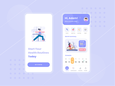 Health Daily App app design figma icon illustration mobile ui ui user interface ux vector