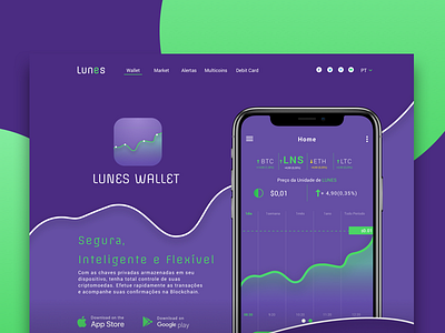 Lunes Wallet - Landing Page bitcoin blockchain btc crypto cryptocurrency ico lunes tokens ui ux
