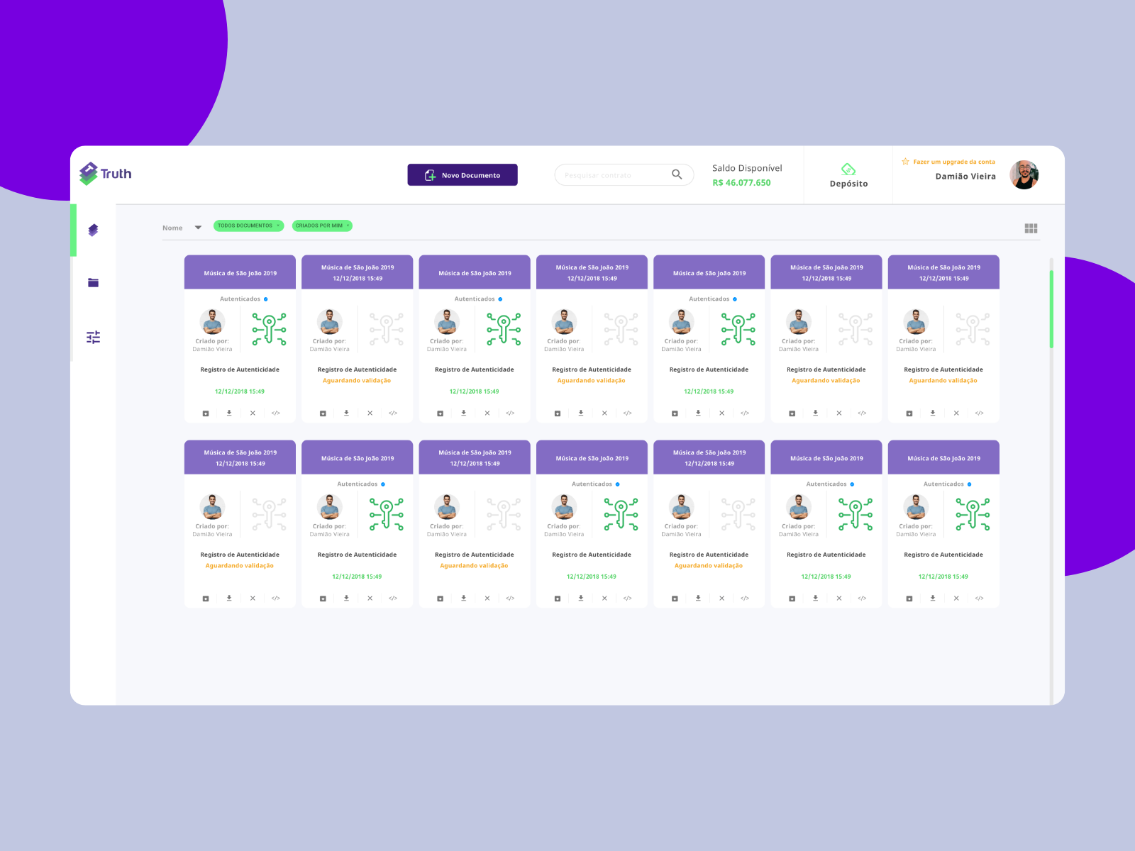 Lunes Truth Blockchain Register Filter by Damião Vieira on Dribbble