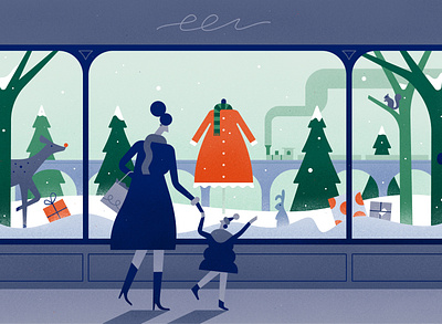 ❄️ Discover Wonders ❄️ child christmas deer dress green mother presents rabbit snow squrrel train winter