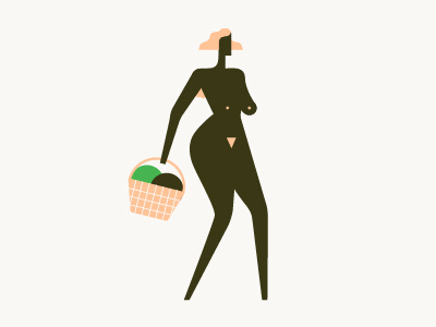 Festifeel basket boobs cancer character female hair illustration melons naked vector walking woman