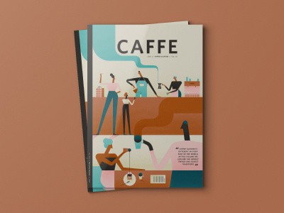 Caffe Magazine barista breakfast caffe character coffee editorial magazine smoke tea vector