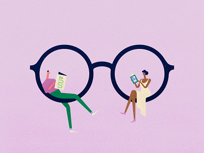 Read book character design fantasy glasses read texture vector