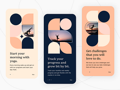 Yogic - Onboarding screens for a workout application app branding dashboard ui design glassmorphism graphic design logo ui ux workout yoga