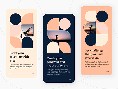 Yogic - Onboarding screens for a workout application dashboard ui design fitness health ui ux yoga