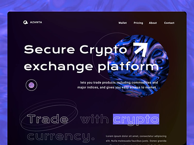 Azanta - Crypto wallet and exchange platform crypto currency dark dashboard ui design glassmorphism graphic design landing nft theme ui ux website