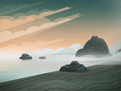 Coast california coastline fog illustration northern oregon travel water