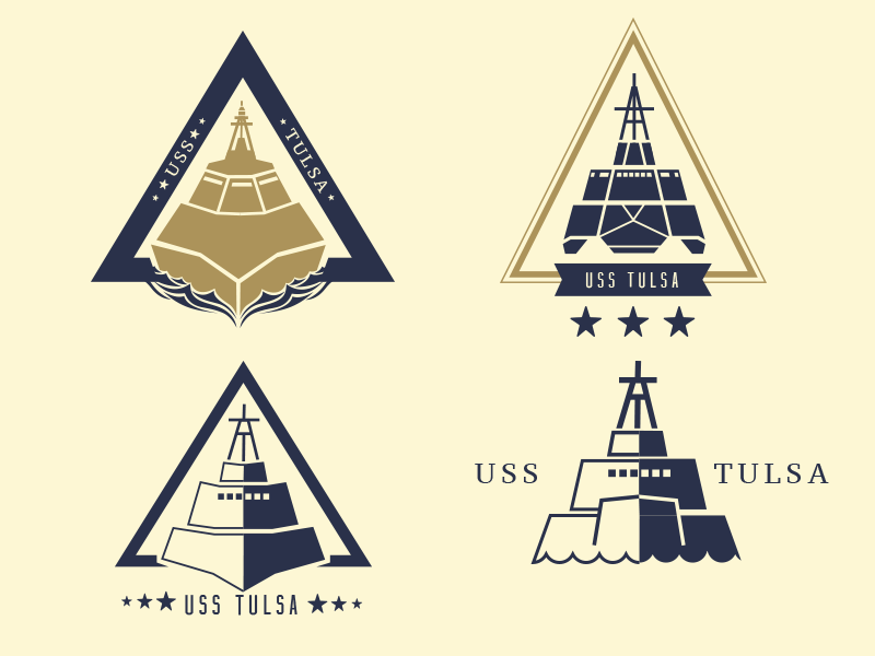 Round 1 of USS Tulsa brand logo tulsa boat