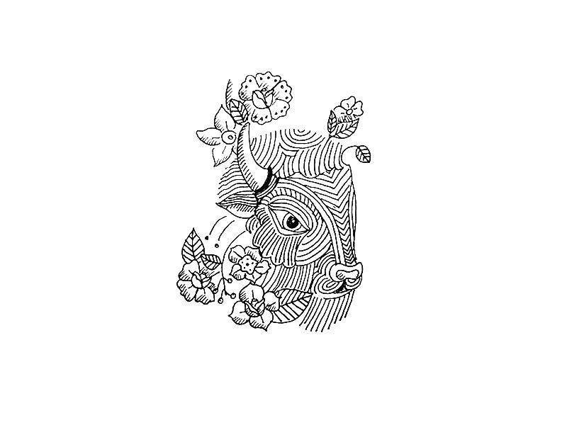 Flower Buffalo roses flowers line art tattoo pen and ink hand drawn sketch buffalo