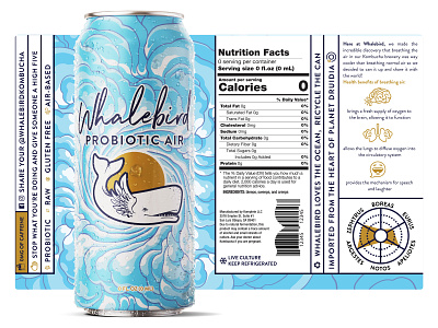 Probiotic Air for Whalebird Kombucha branding can candesign canmockup design illustration illustrator kombucha spaceballs