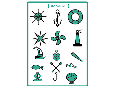 Iconos Marinos branding diseño icon ilustración vector