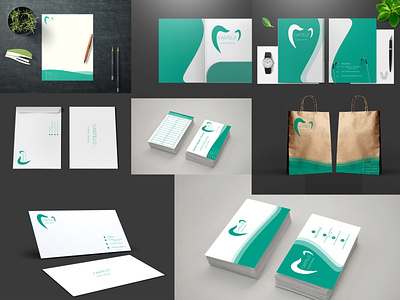 Diseños mockups Castelo clínica dental branding diseño icon logo vector