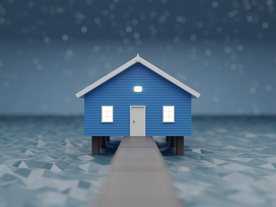 Low Poly Perth Blue House blender blender3d blue house low poly lowpoly water