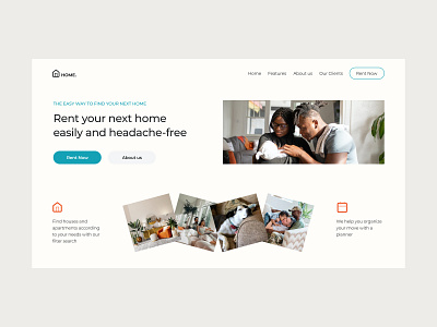 House Rental Website concept design desktop family hero section house rental saas ui design web design white ui
