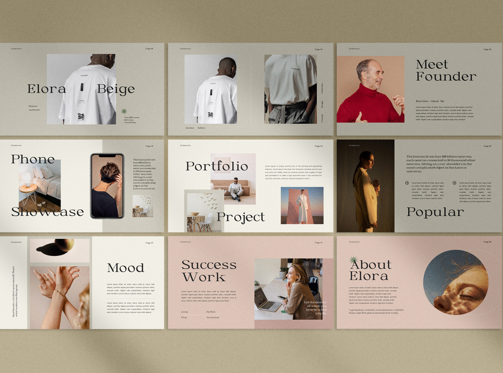 Elora Beige Presentation Layout by Creavora Studio on Dribbble