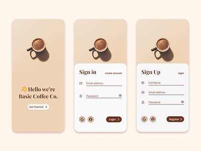 Coffee Company Login UI app app design app ui login material design minimal