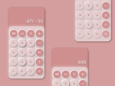 Neumorphic Calculator UI android calculator design ios light neumorphic nuemorphism pink ui white xd