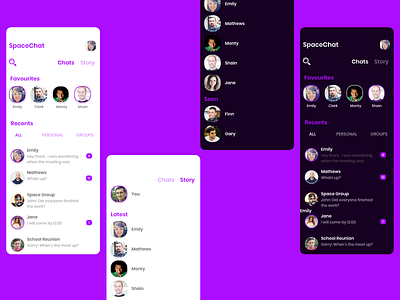SpaceChat - Messenger UI android chat chat app imessage ios messenger mobile ui stories ui ux whatsapp