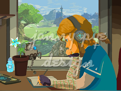 LoFi Legend of Zelda illustration gaming illustration photoshop