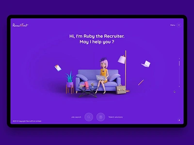 Recruit First Homepage 3d agency animation creative fullscreen interactive landing motion graphics wordpress