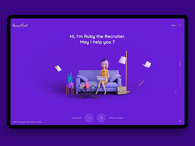 Recruit First Homepage 3d agency animation creative fullscreen interactive landing motion graphics wordpress