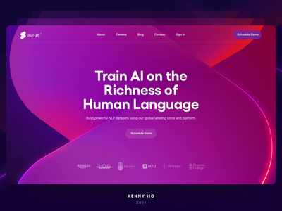 Surge Home page ai animation creative label landing lightingeffect logo startup