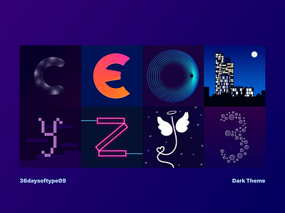 36daysoftype09 - Dark theme challenge design figma illustration type typography