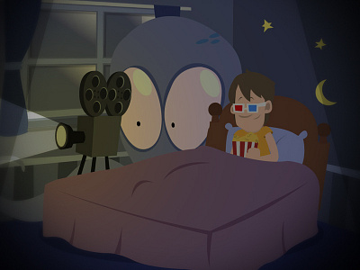 Movie Night 3d bedroom book childrens cinema illustration ipad kids octopus popcorn squid