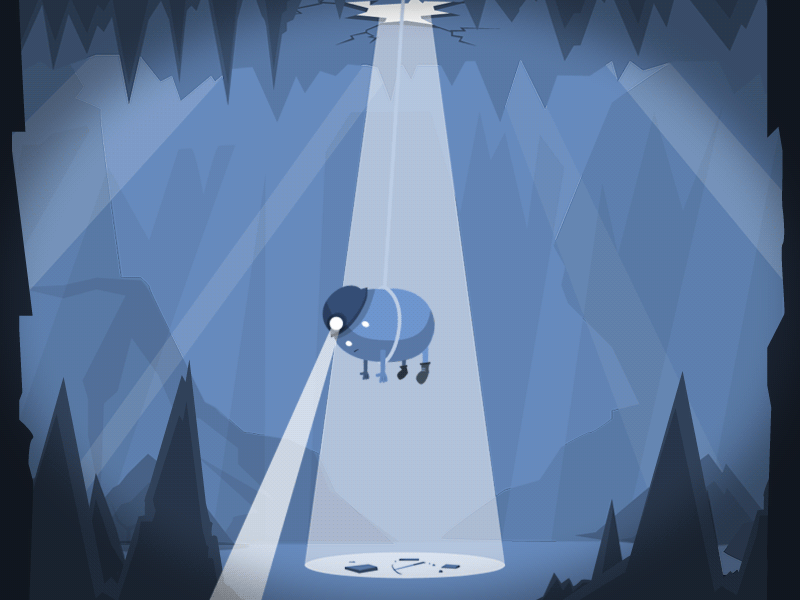 Interactive Cave Mishap animated gif blue cave fall gif hat html5 interactive mine mining rope swing