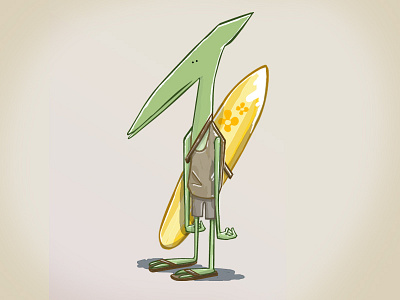 Not extinct yet... dinosaur illustration lizard pterodactyl surfboard surfing