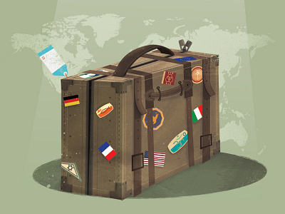 Baggage baggage flags international luggage map suitcase travel trunk
