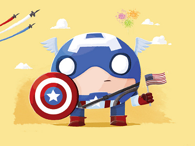 Chubby Captain America america captainamerica character comicbook cute flag jets marvel sheild solider usa winter