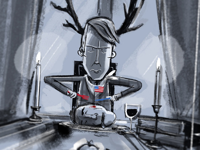 Hannibal Sketch antlers appetit bon eating flag frankunderwood hannibal hanniballector houseofcards sketch tvshow