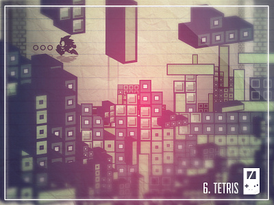 Retro Gaming Infographic 4 blocks computer console gameboy illustration sonic tetris videogame