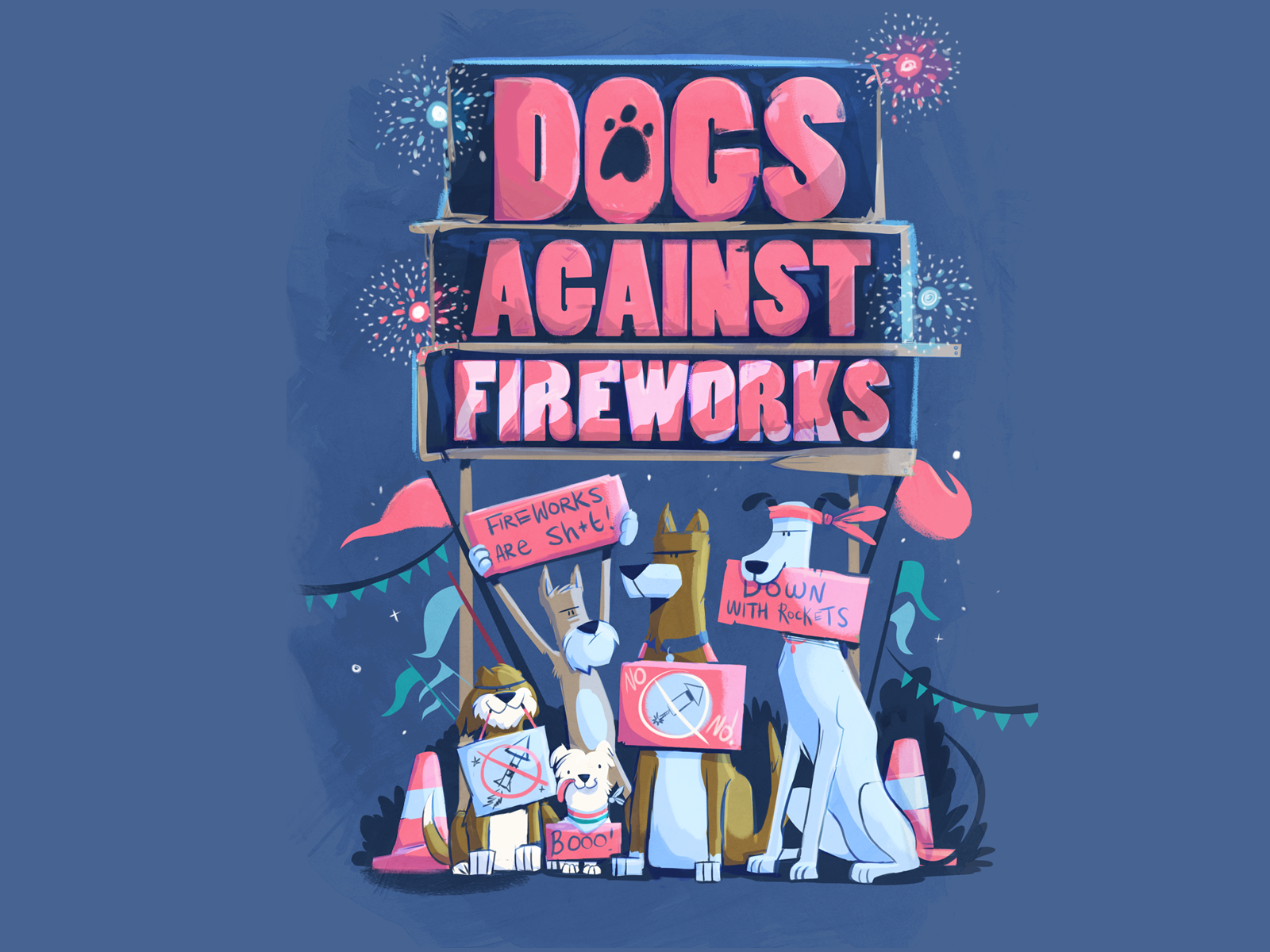 Dogs Against Fireworks by Steve Bridger on Dribbble